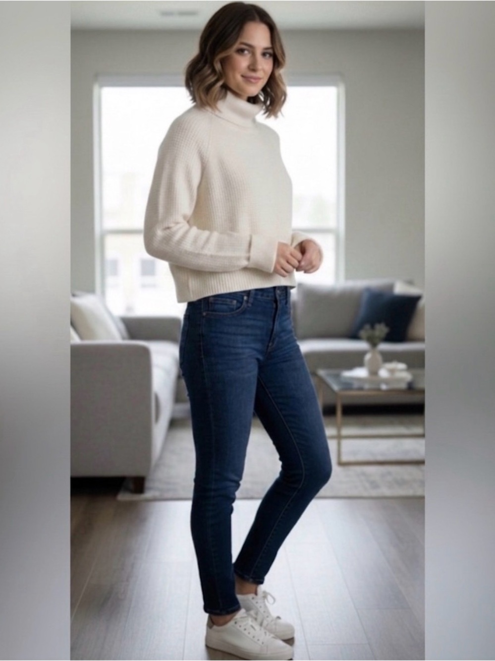 LOFT Cream Cowl Neck Sweater